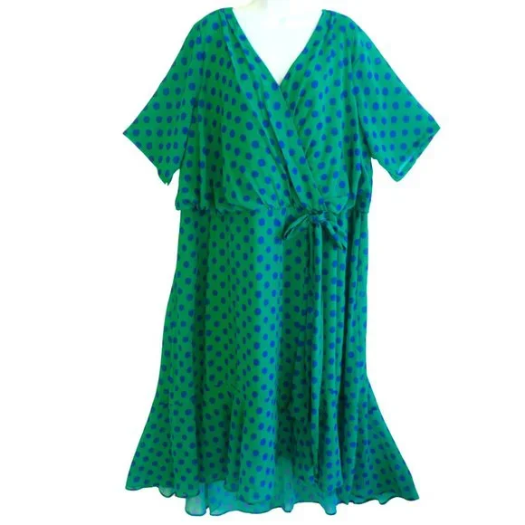 rahma polka dot drop waist midi cotton poplin dress Miss Circle Rahma Polka Dot Cotton Poplin Drop Waist Midi Dress XS